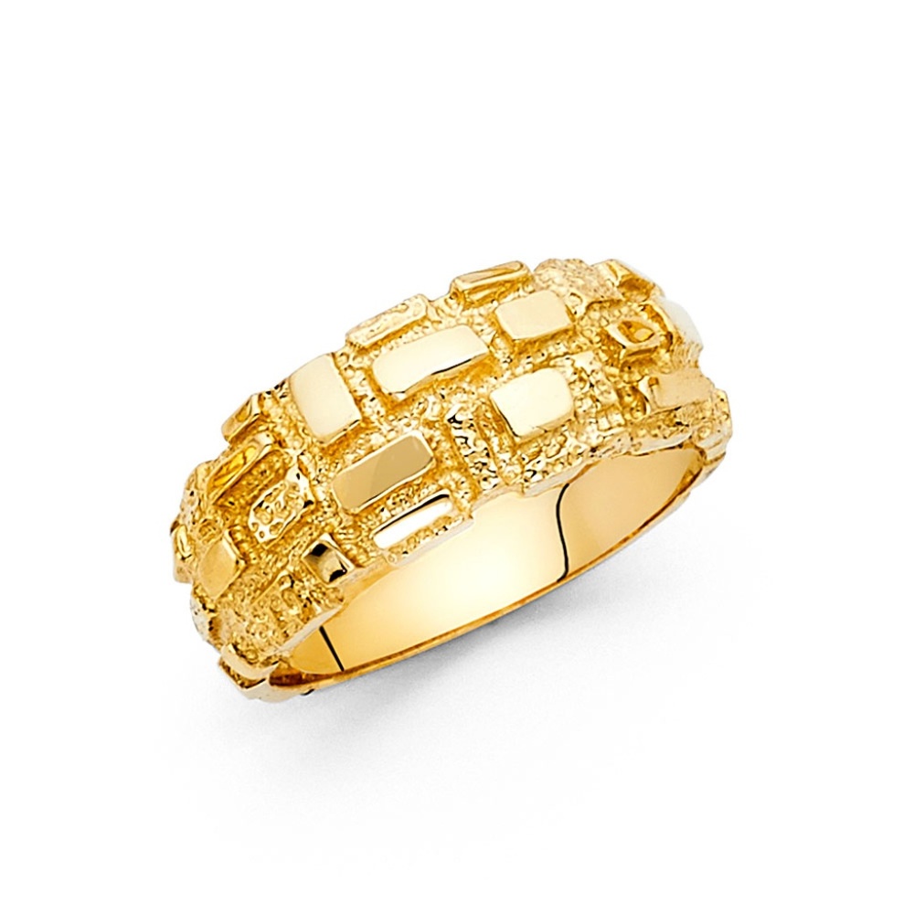 14K Yellow Gold Mens Nugget Ring